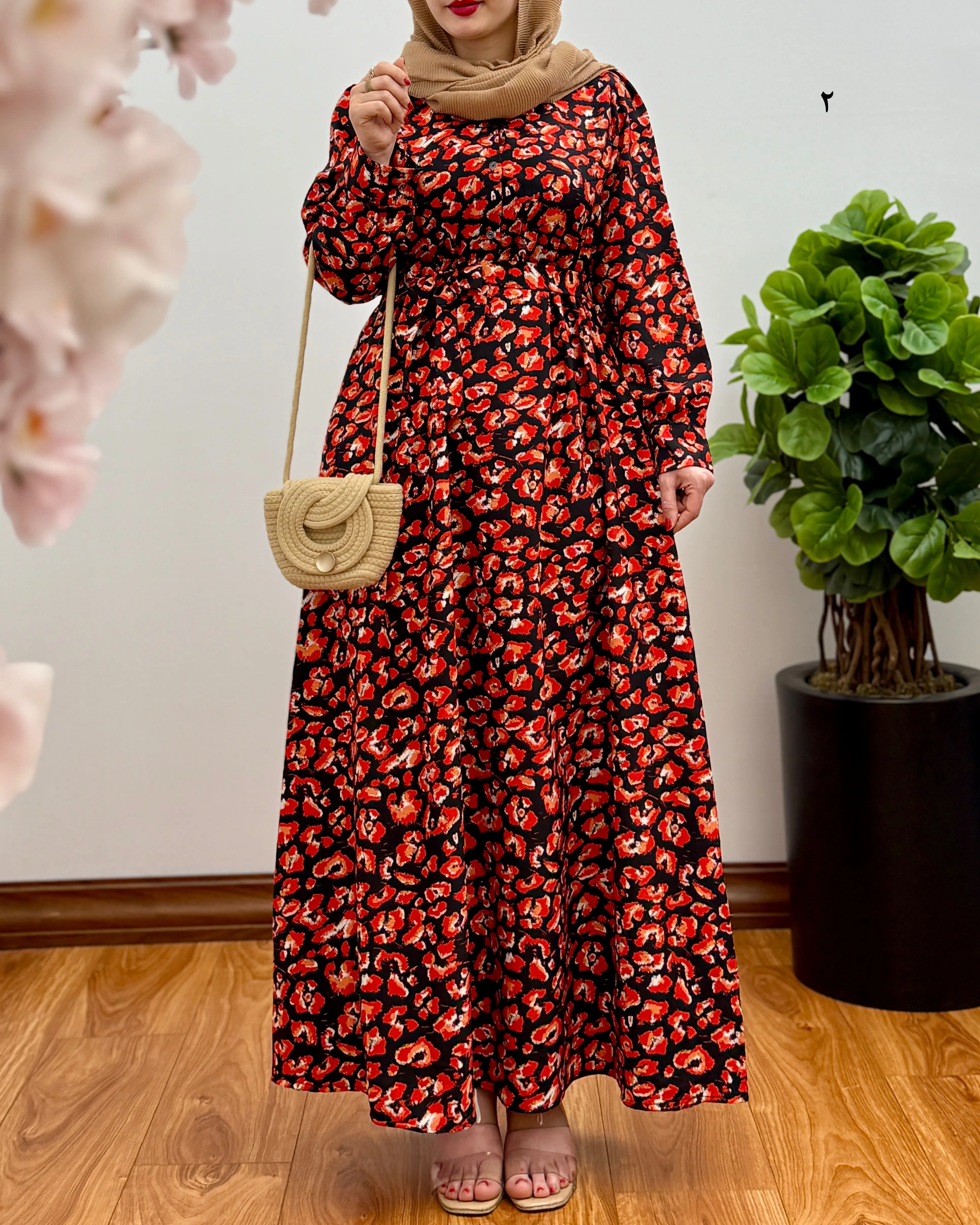 پیراهن ساحلی کرپ گلدار مدل بهار